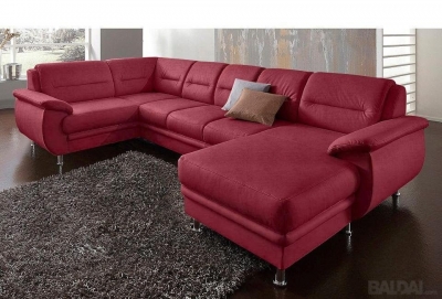 Minkštas kampas U formos Nr61 raudonas be miego funkcijos