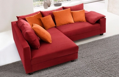 Minkštas kampas L formos Nr30 raudona primabele be miego funkcijos+pufas